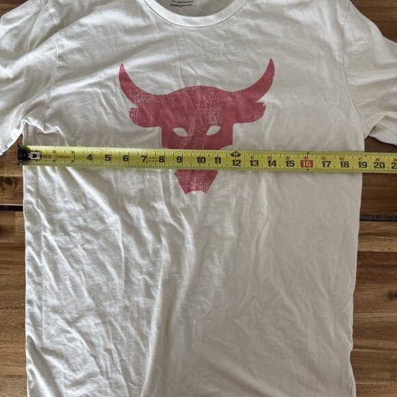 Under Armour Project Rock Brahma Bull Short Sleeve Shirt Men's M Cream Red - Picture 4 of 14